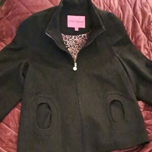 Betsey Johnson Black Jacket with Leopard Lining